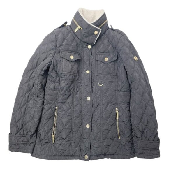 Michael Kors Women's Black Quilted Long Sleeve Sherpa Puffer Jacket Size M - Picture 1 of 14